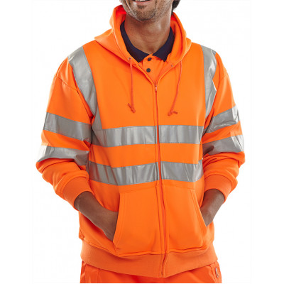 Safety Full-Zip Hooded Sweat shirt High vis Clothing