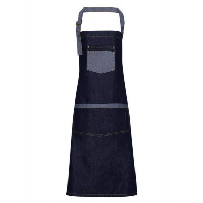 Domain contrast denim bib apron Aprons