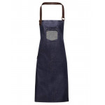 Division waxed-look denim bib apron with faux leather Aprons