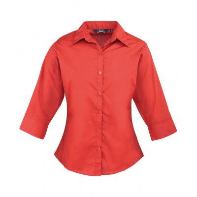 Premier Women's ¾ Sleeve Poplin Blouse Shirts & Blouses