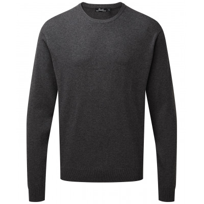 Crew neck cotton-rich knitted sweater Knitwear