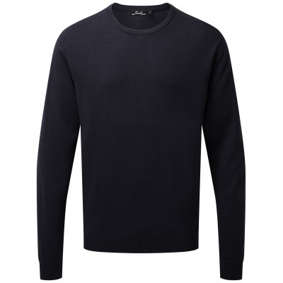 Crew neck cotton-rich knitted sweater Knitwear