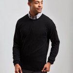 Crew neck cotton-rich knitted sweater Knitwear