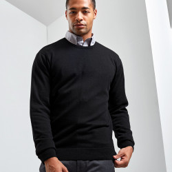 Crew neck cotton-rich knitted sweater