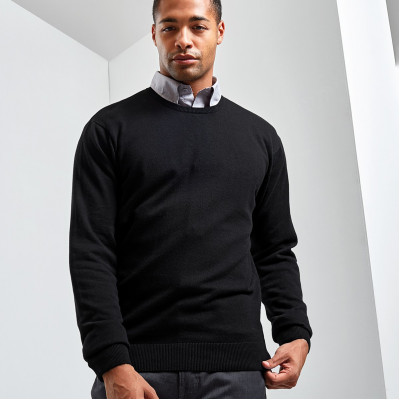 Crew neck cotton-rich knitted sweater Knitwear