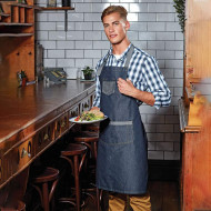 Domain contrast denim bib apron