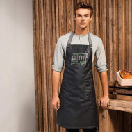 District waxed-look denim bib apron