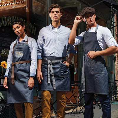 District waxed-look denim bib apron Aprons