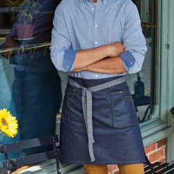 Division waxed-look denim waist apron