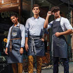 Division waxed-look denim waist apron Aprons